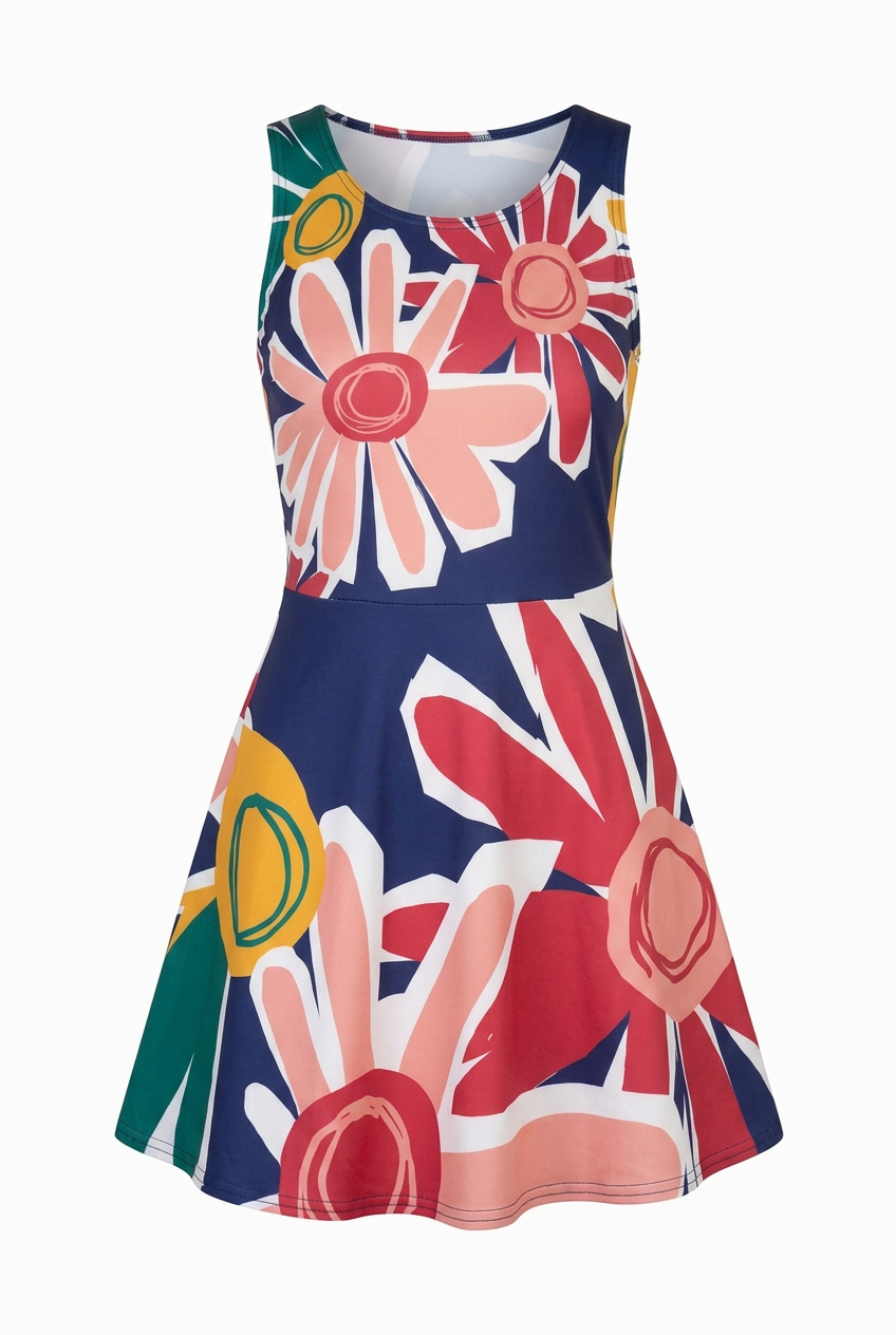 Cotton Skater Dress — Garden Party Print