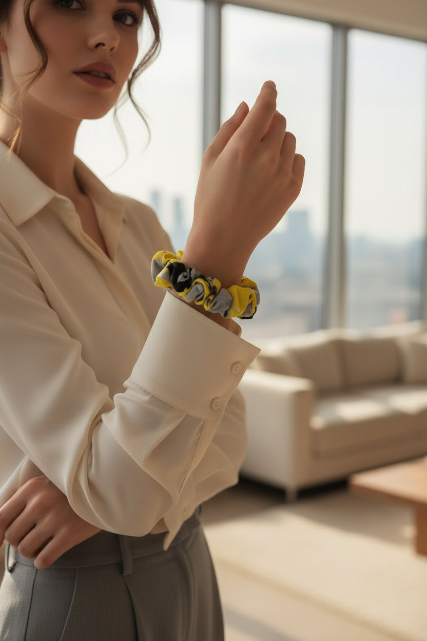 Recycled Scrunchie — Electric Marble Print