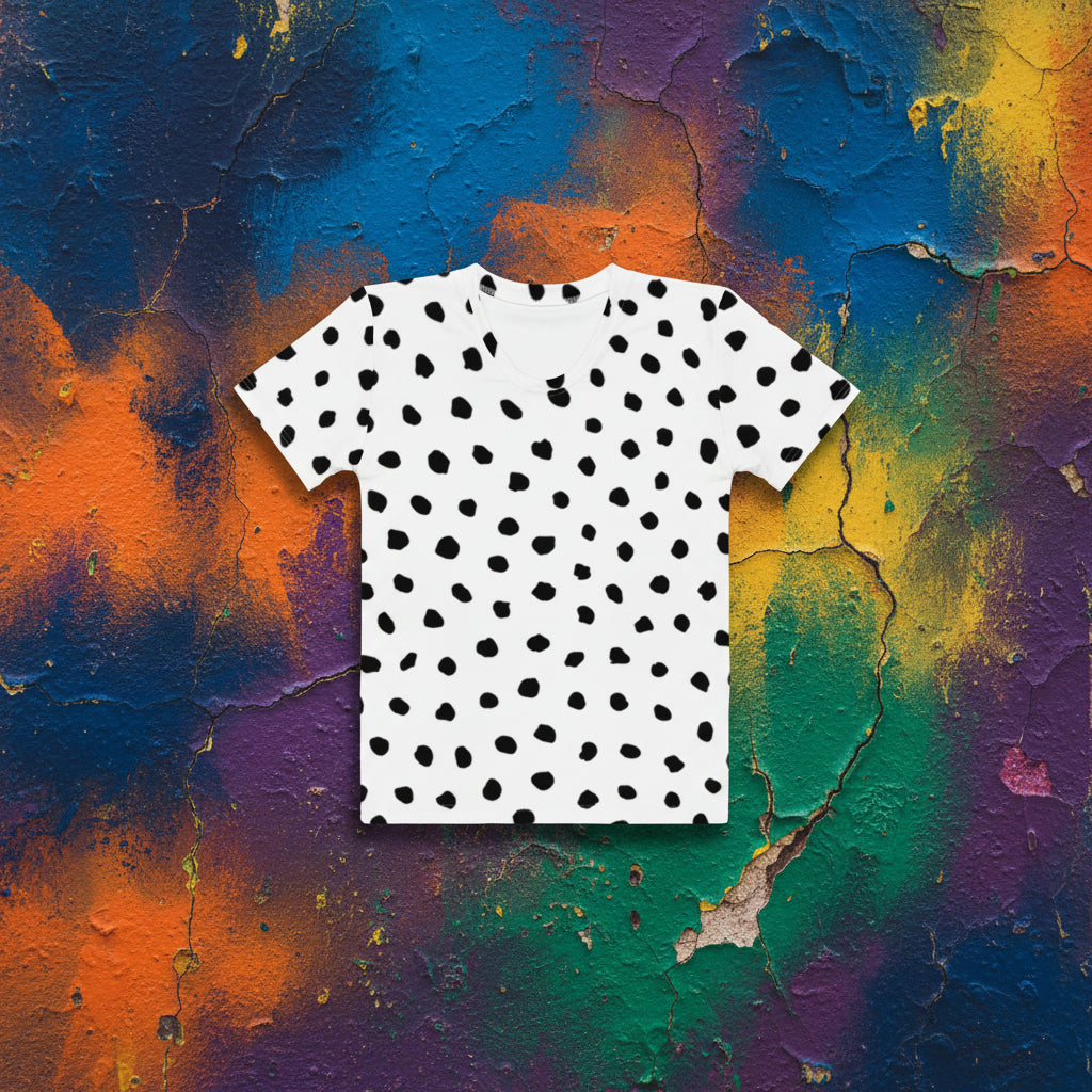 Dalmatian Spot Women's Tee — Black & White All-Over Print