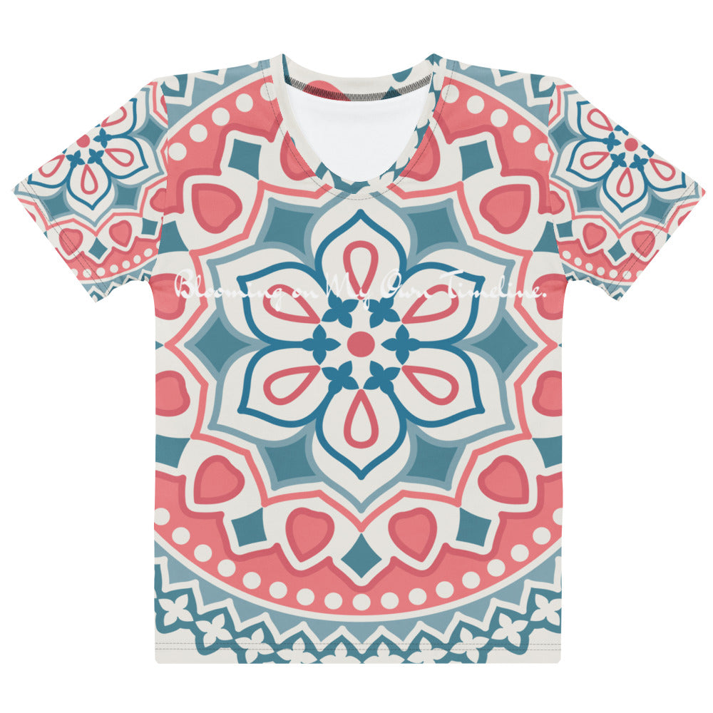 Pink Teal Mandala Tee — White