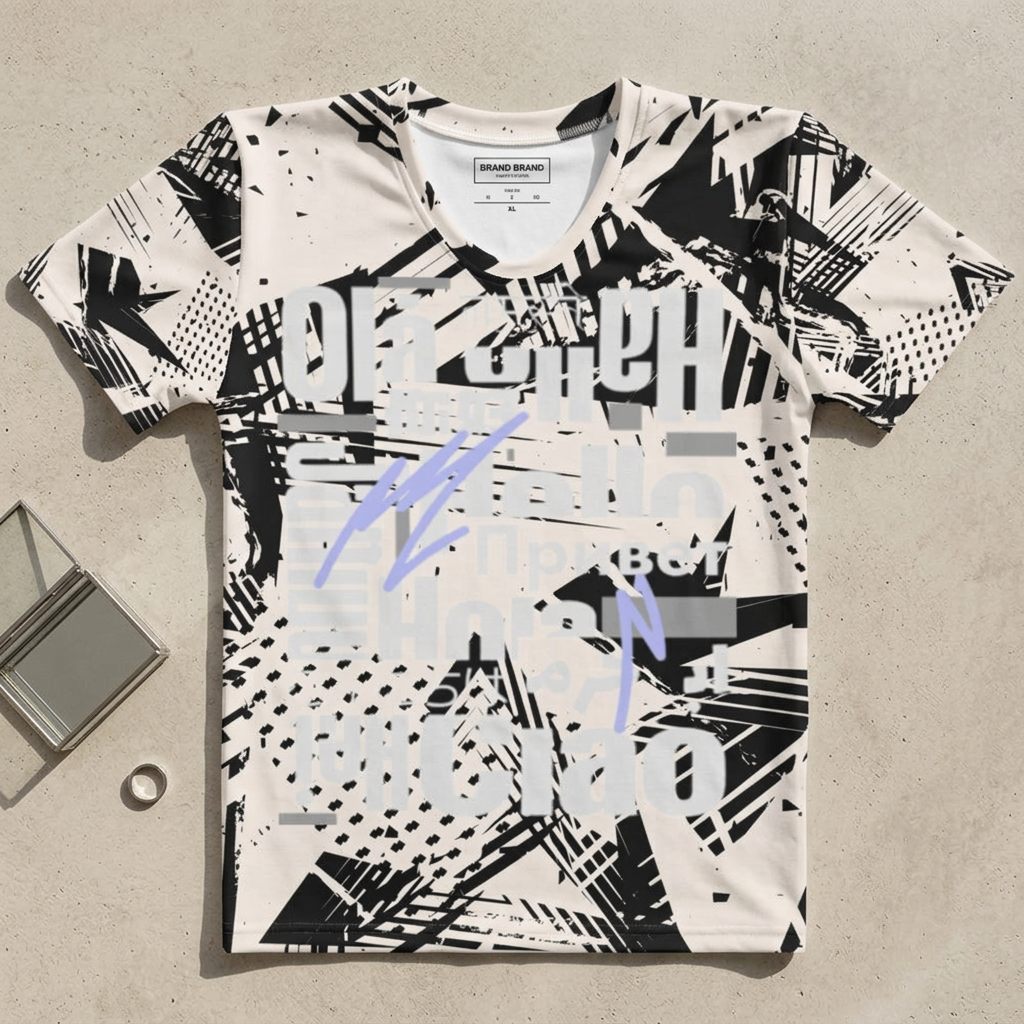 Black & White Abstract Printed Women's Tee