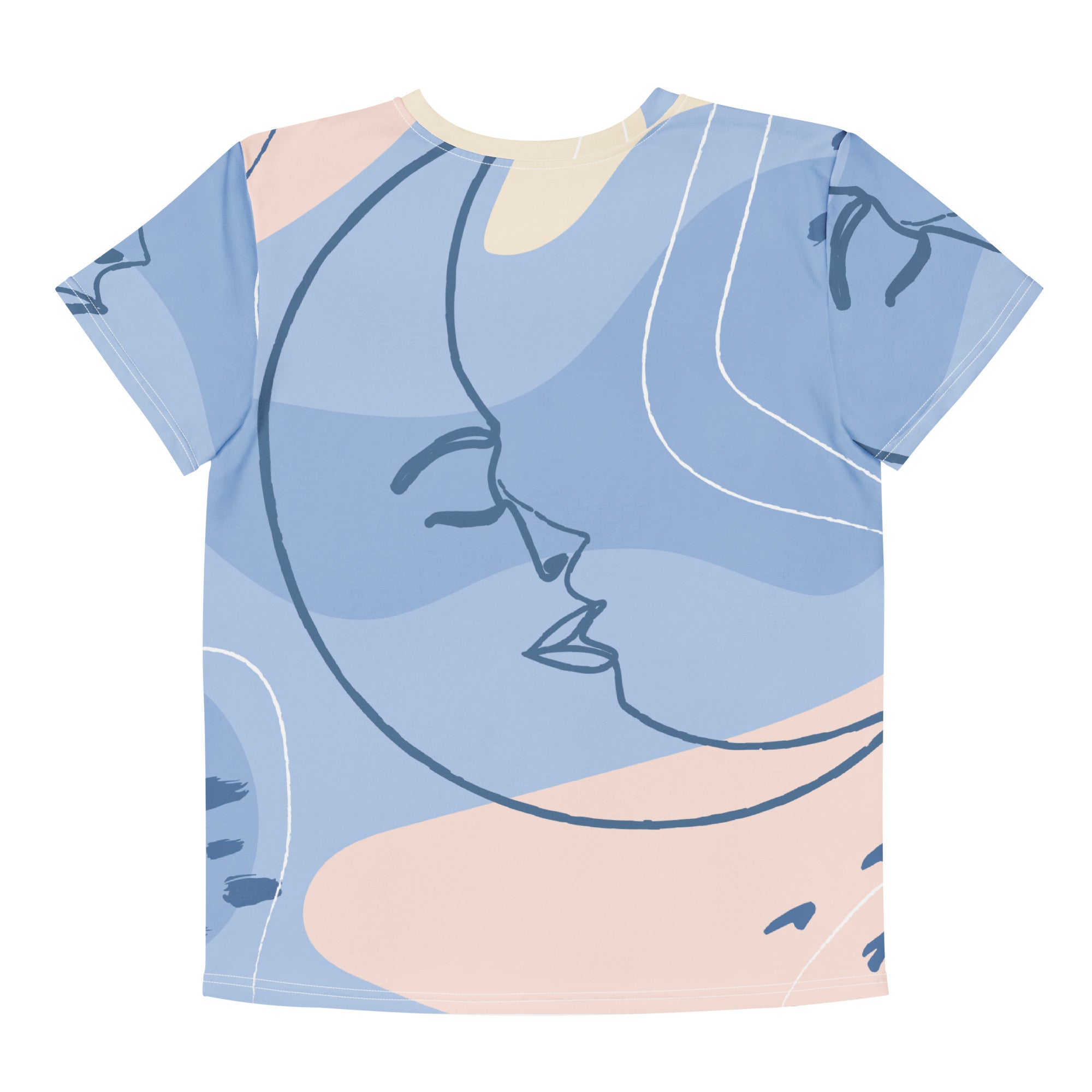 Line Art Face Kids Tee — Blue