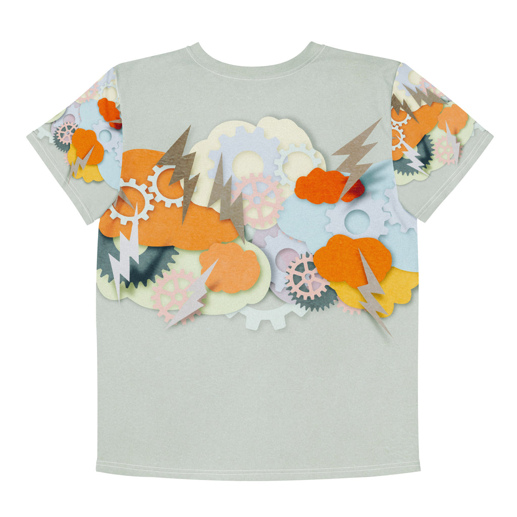 Animal Cloud Kids Tee — Light Grey All-Over Print