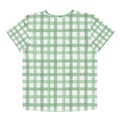 Space Duo Kids Tee — Sage Gingham Print (White)