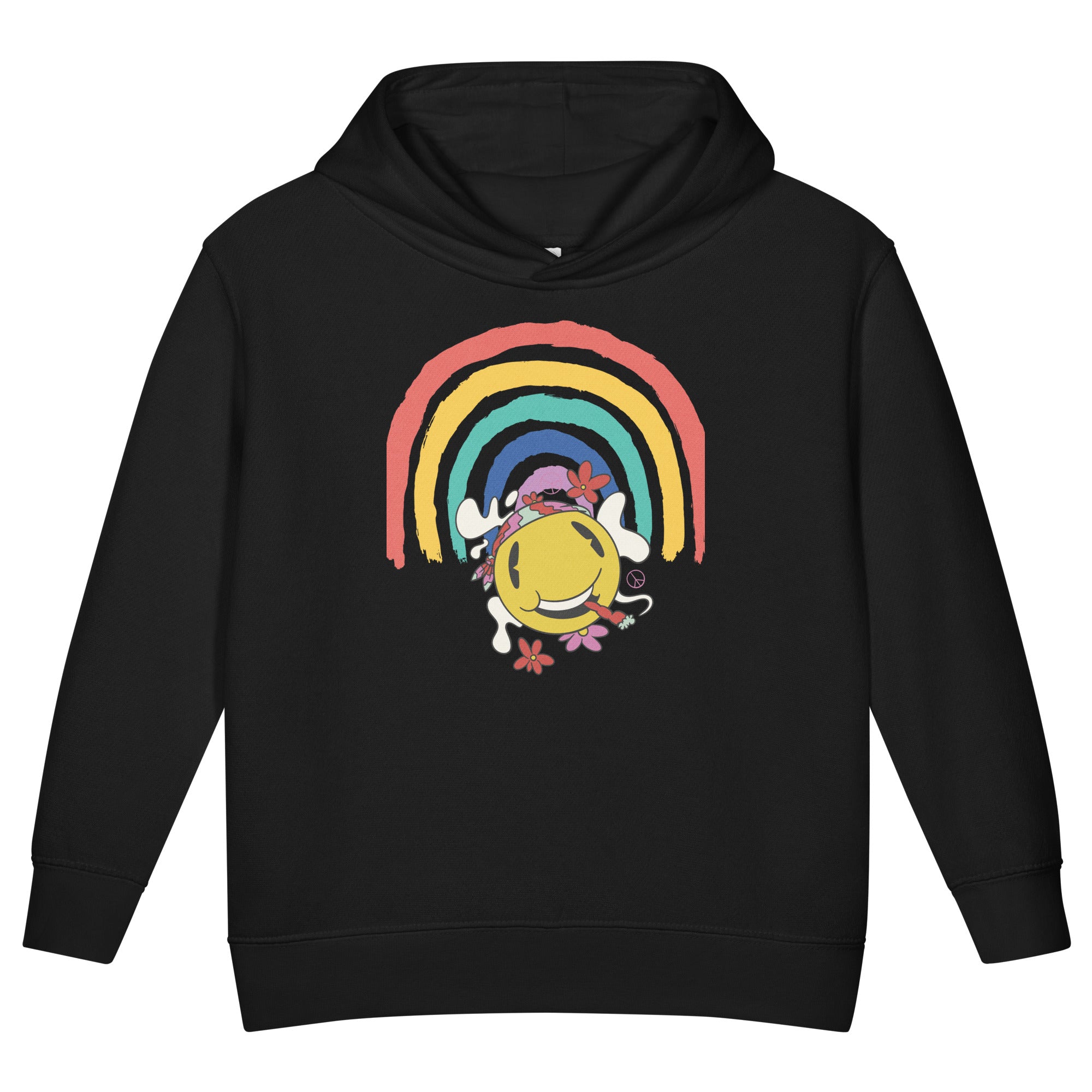 Toddler Fleece Pullover Hoodie — Groovy Rainbow Print