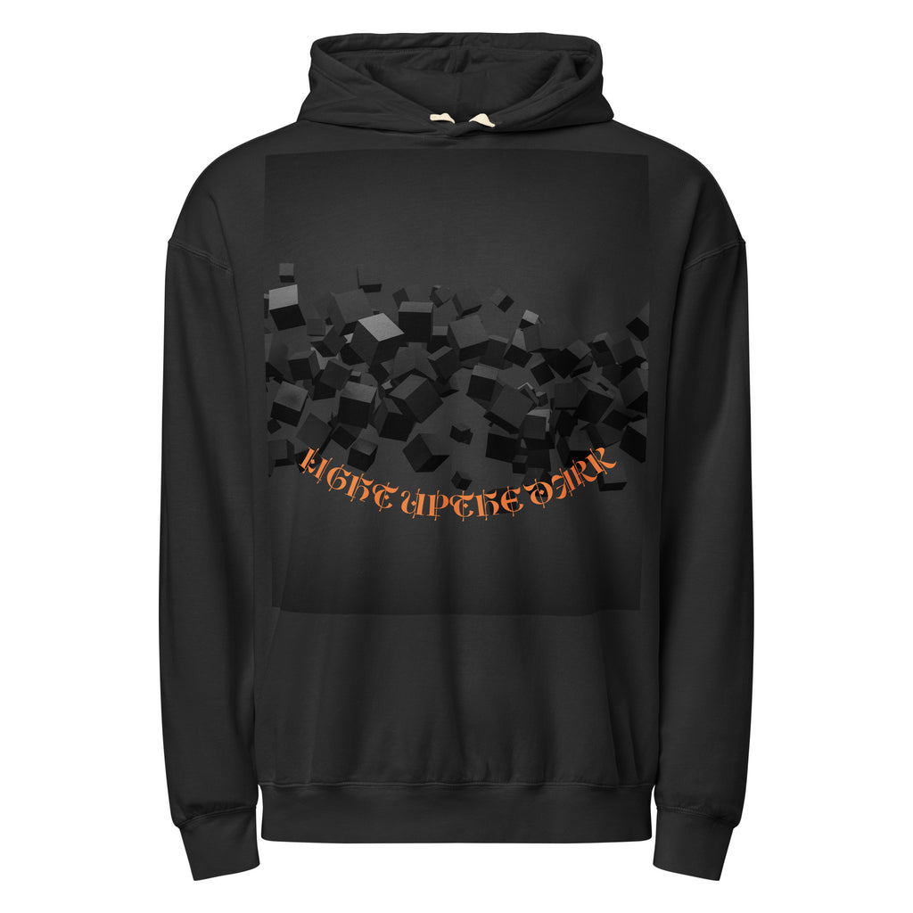 Light Up the Dark Hoodie — 3D Cube Explosion Graphic