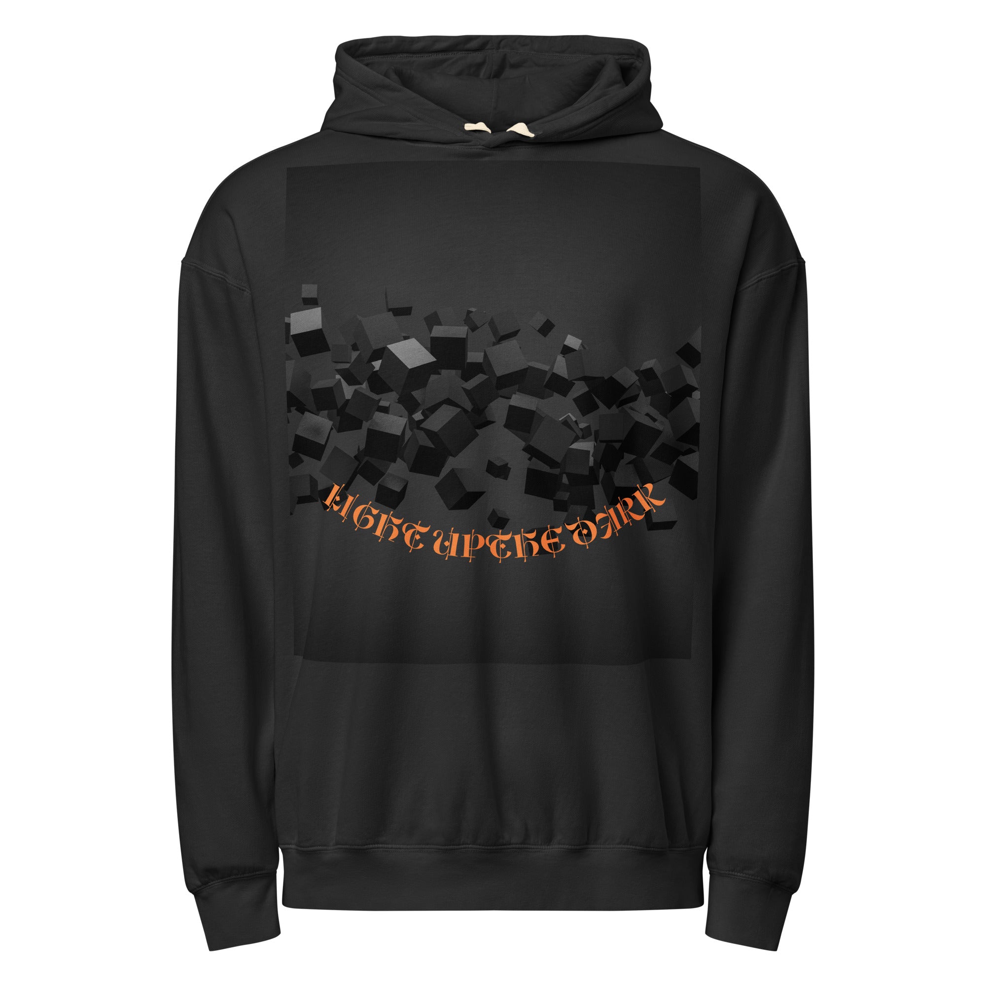 Light Up the Dark Hoodie — 3D Cube Explosion Graphic