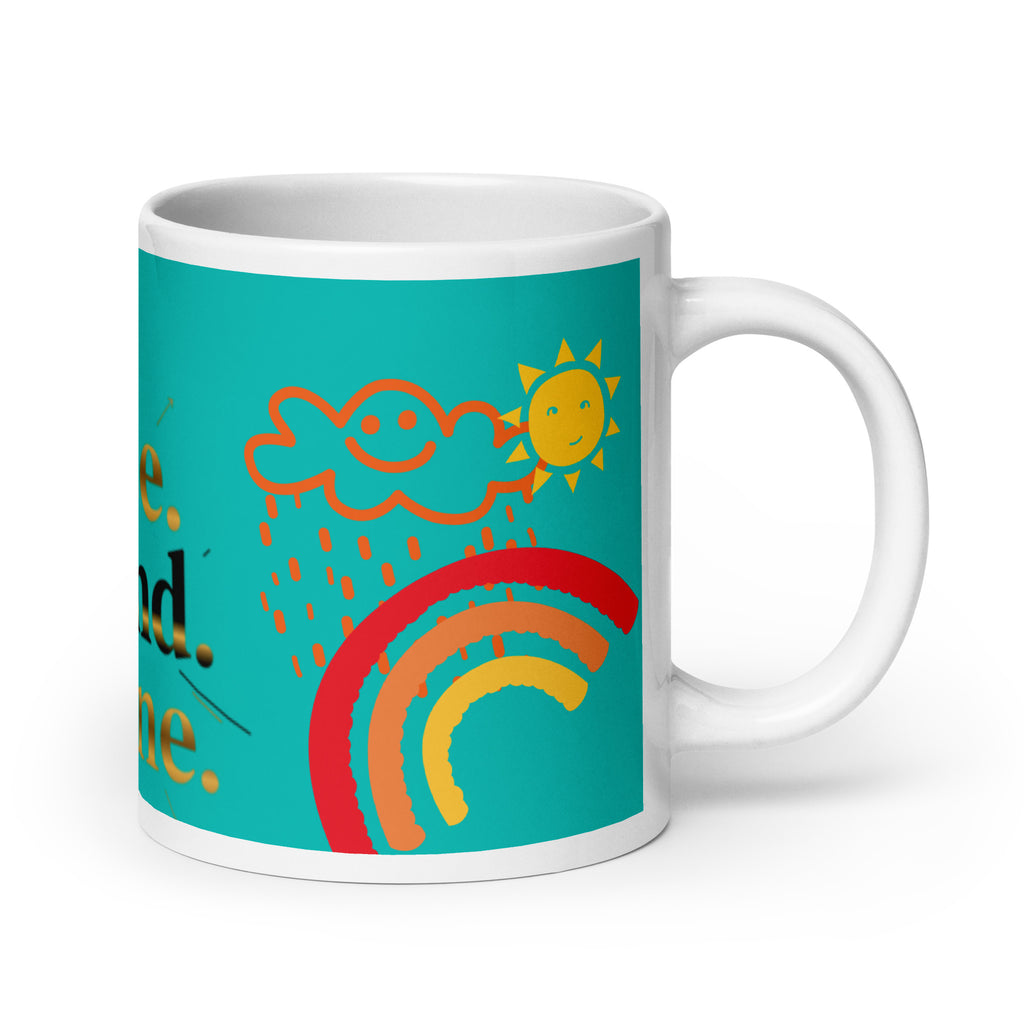 Glossy Mug — Sunny Rainbow Print (Teal, 20oz)